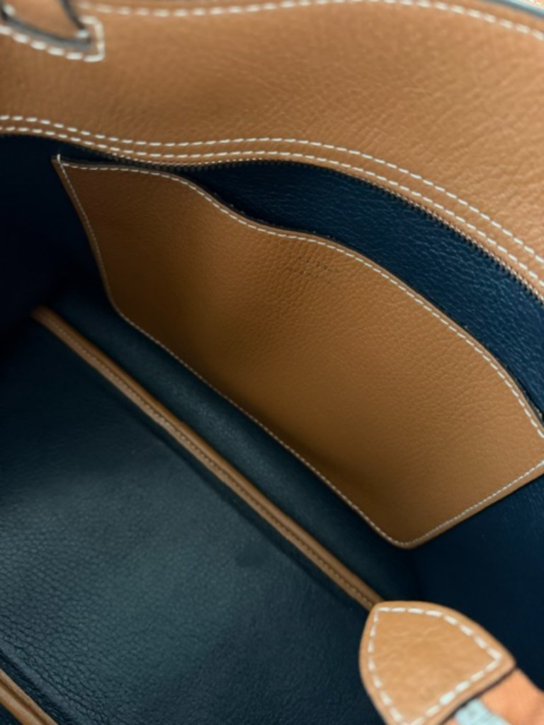 Le Tanneur Louise Large Mahagony Brown Grained Leather Tote With Zip Pouch — image 6 of 7